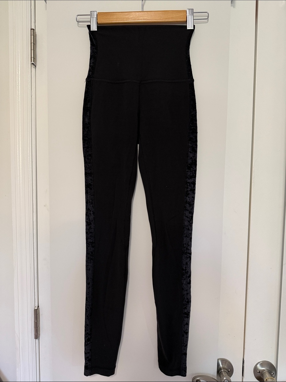 lululemon athletica Black High-Waist Leggings with Velvet Side Panels